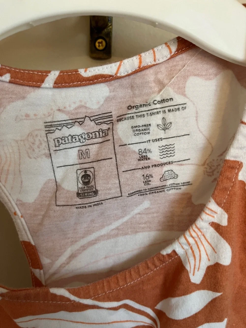 Patagonia Wander Crest Organic Cotton Orange Racer Back Tank Top Size Medium M